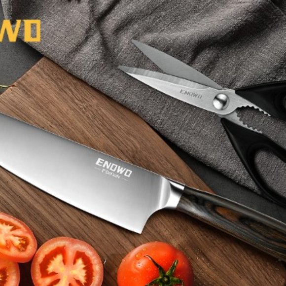 ENOWO:  2 pc  "MINIMALIST" - KNIFE & SCISSORS SET (Black) - Picture 7 of 9